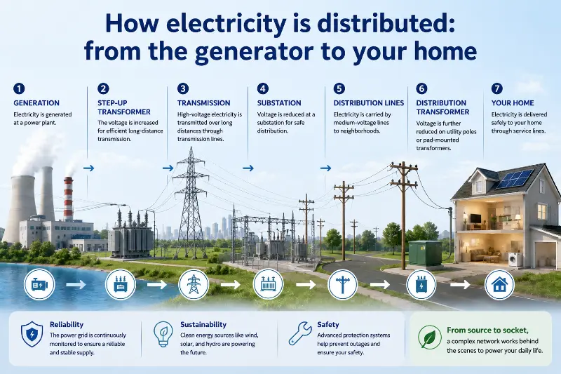 発電機から家庭まで、電気はどのように供給されるのでしょうか?