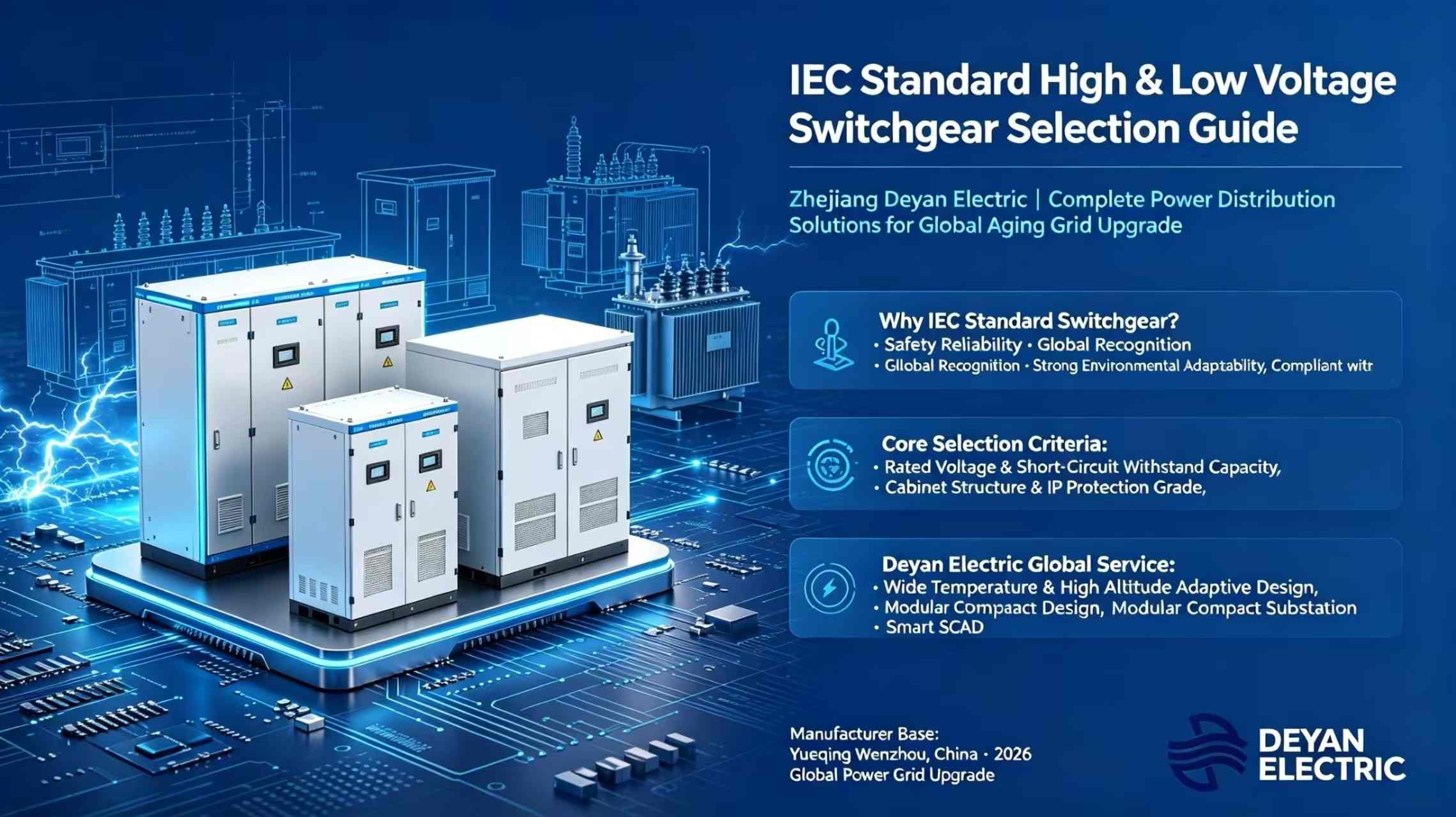 IEC 標準高電圧および低電圧開閉装置選択ガイド: Zhejiang Deyan Electric — 世界中の老朽化した送電網アップグレードのための完全な配電ソリューション